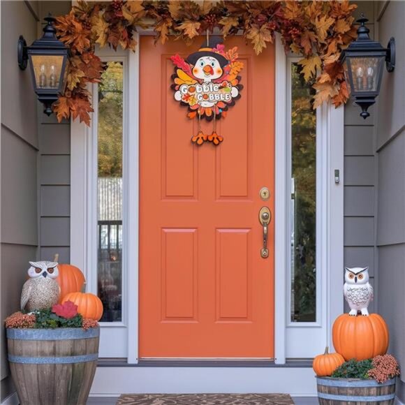 Thanksgiving Decorations Turkey for Door: 17inch Large Fall Wall Decor Gobble - Picture 2 of 8